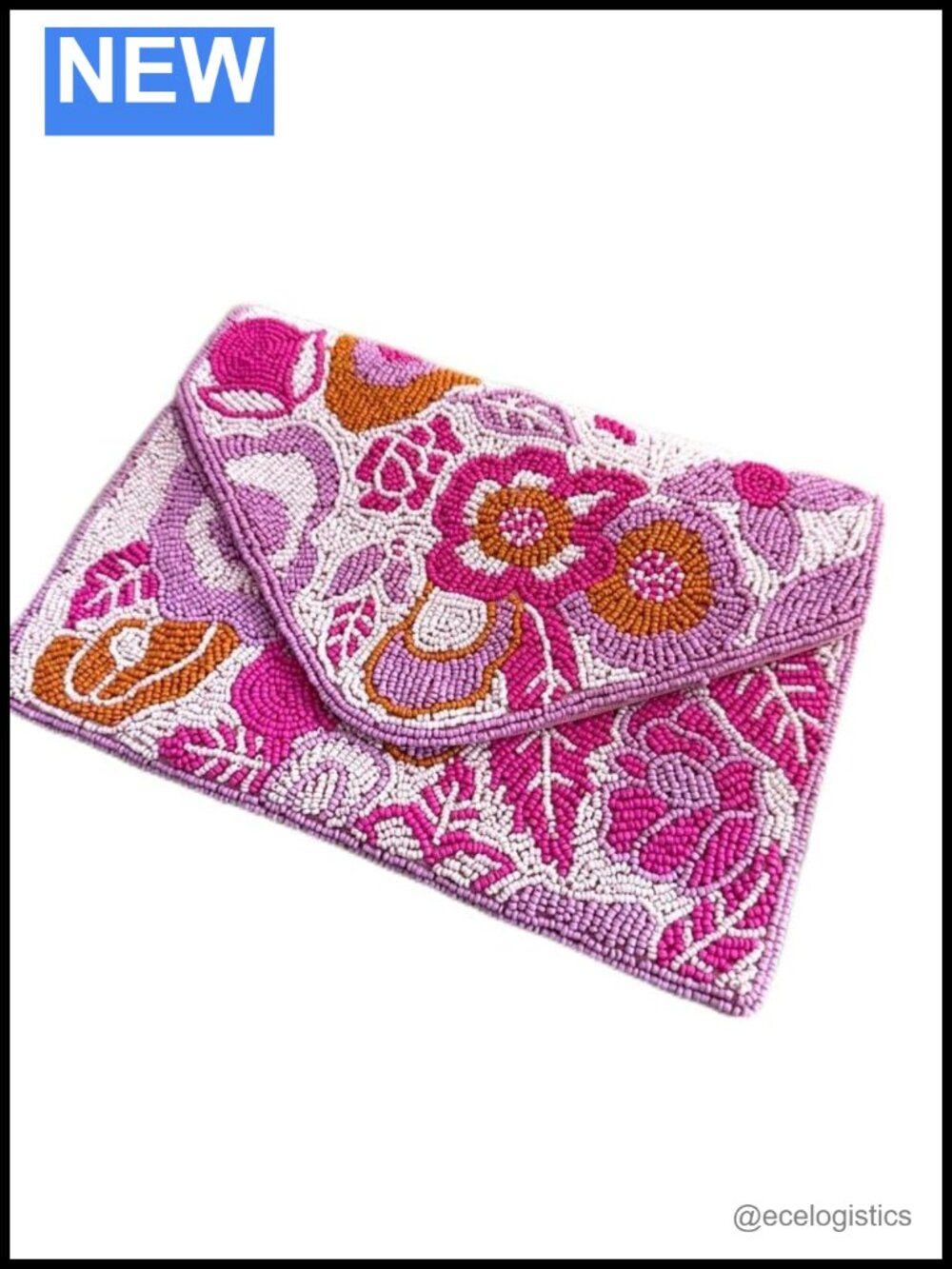 Handmade Beaded Floral Clutch Purse Evening Bag Crossbody Zipper